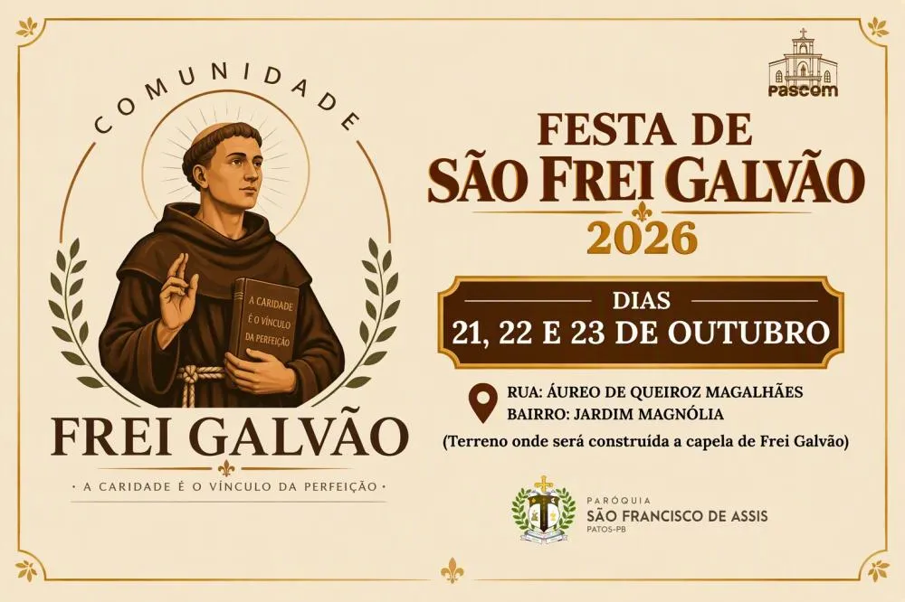 Comunidade Jardim Magnólia inicia festa de São Frei Galvão nesta quarta-feira, em Patos